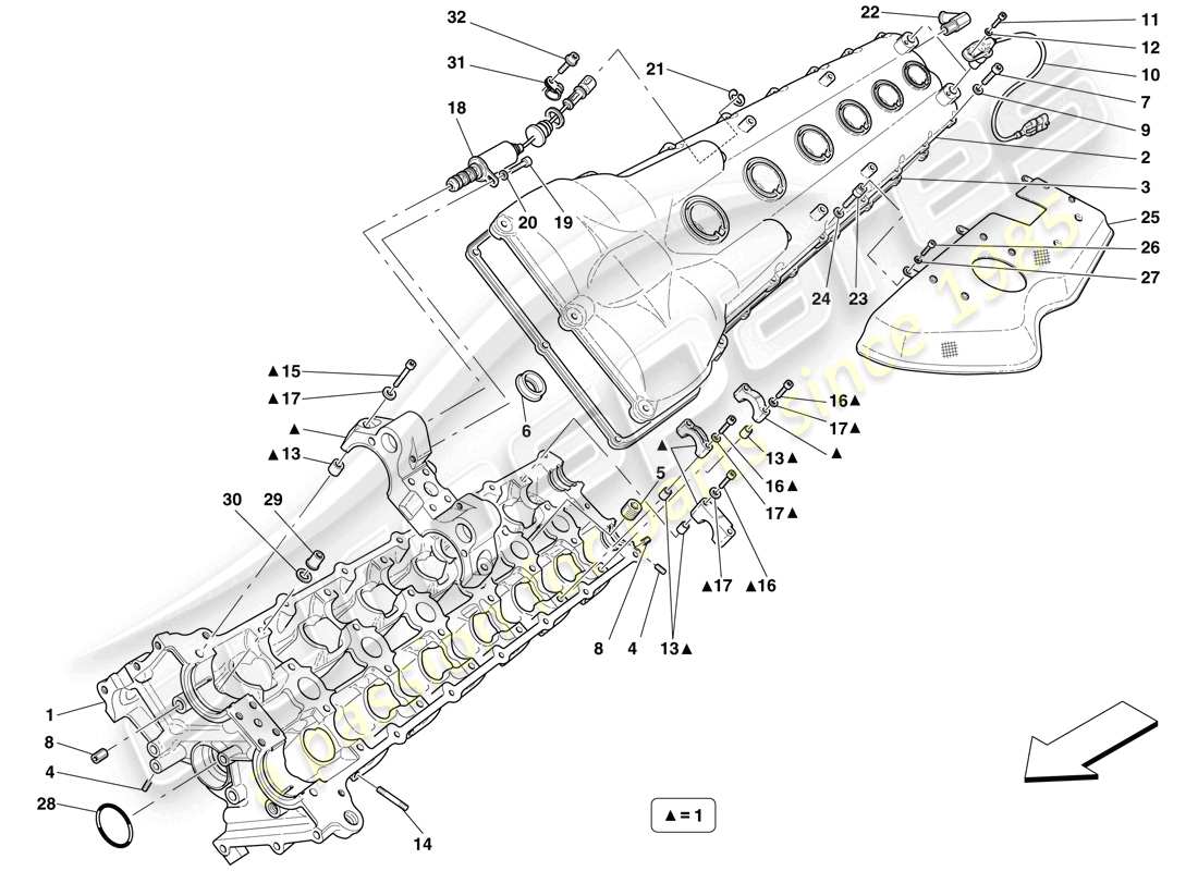 ferrari 599 gtb fiorano (europe) diagrama de piezas de la culata del mano izquierdo