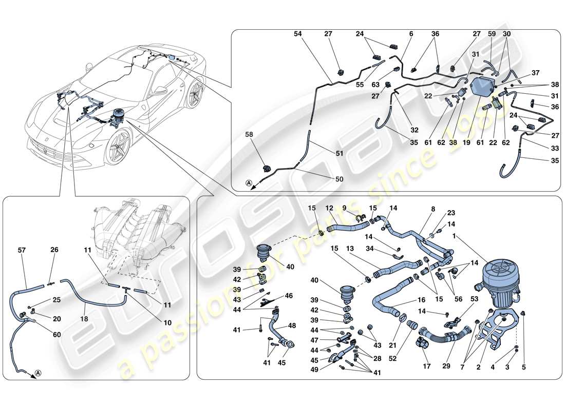 ferrari f12 berlinetta (europe) sistema de aire secundario diagrama de piezas