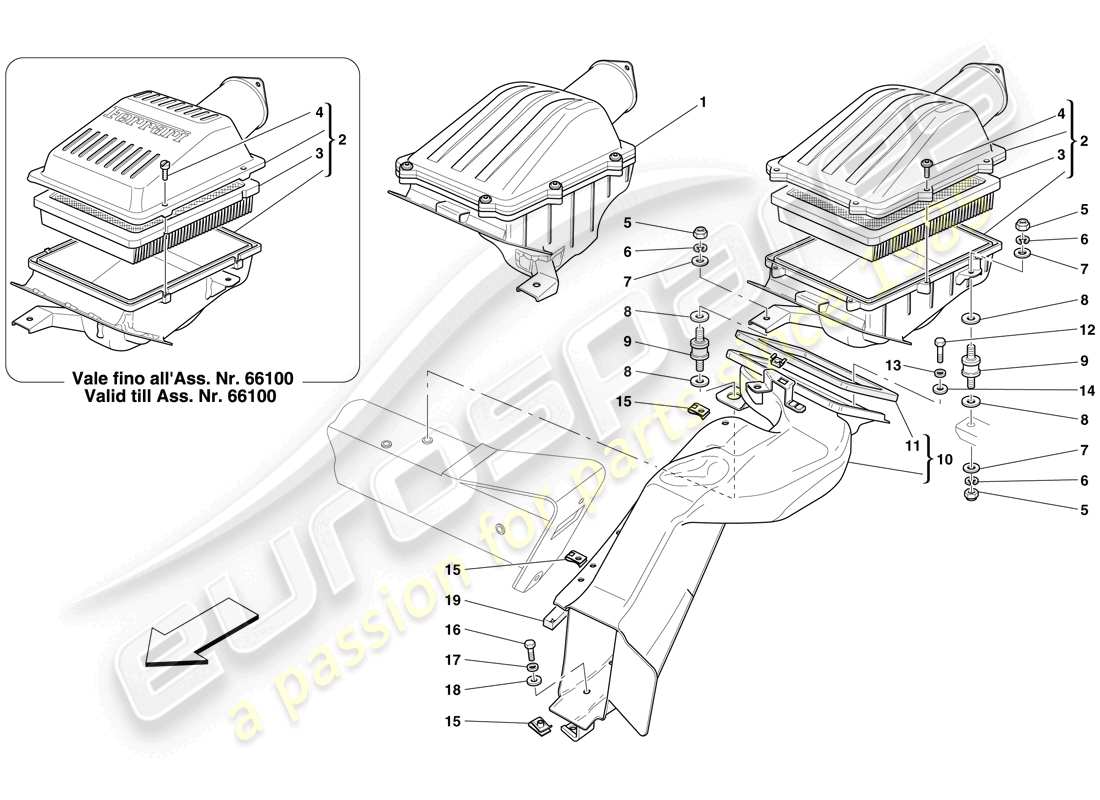 ferrari 612 sessanta (europe) diagrama de piezas de entrada de aire