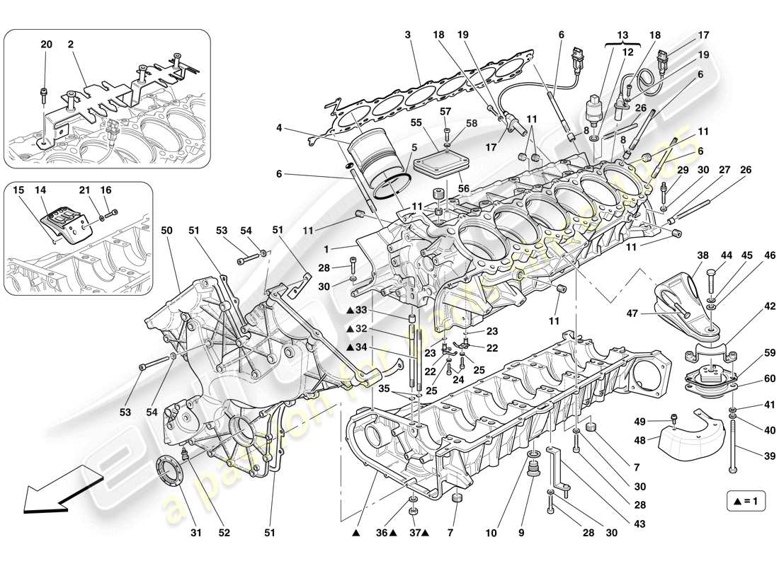 ferrari 599 sa aperta (usa) crankcase diagrama de piezas