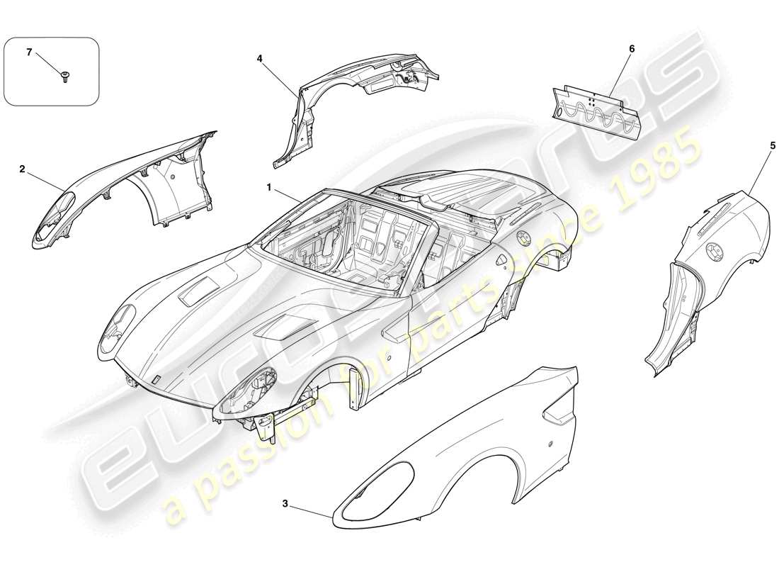 ferrari 599 sa aperta (usa) carroceria - acabado externo diagrama de piezas