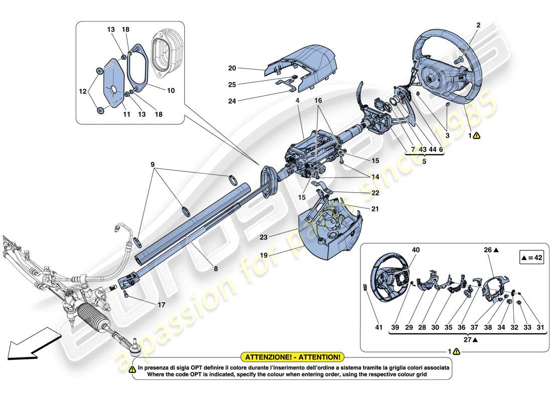 ferrari gtc4 lusso (rhd) control de dirección diagrama de piezas