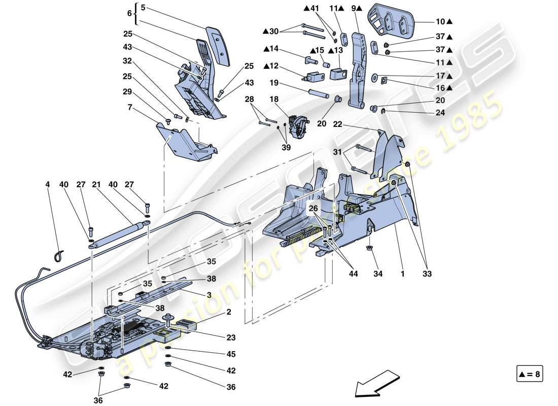 ferrari laferrari aperta (usa) diagrama de piezas del tablero de pedales