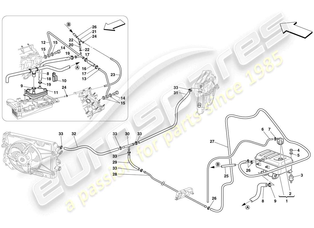 ferrari f430 spider (rhd) diagrama de piezas del tanque previsor