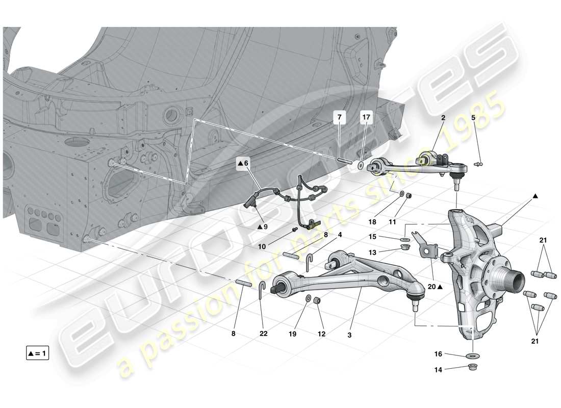 ferrari laferrari (europe) suspensión delantera - brazos diagrama de piezas