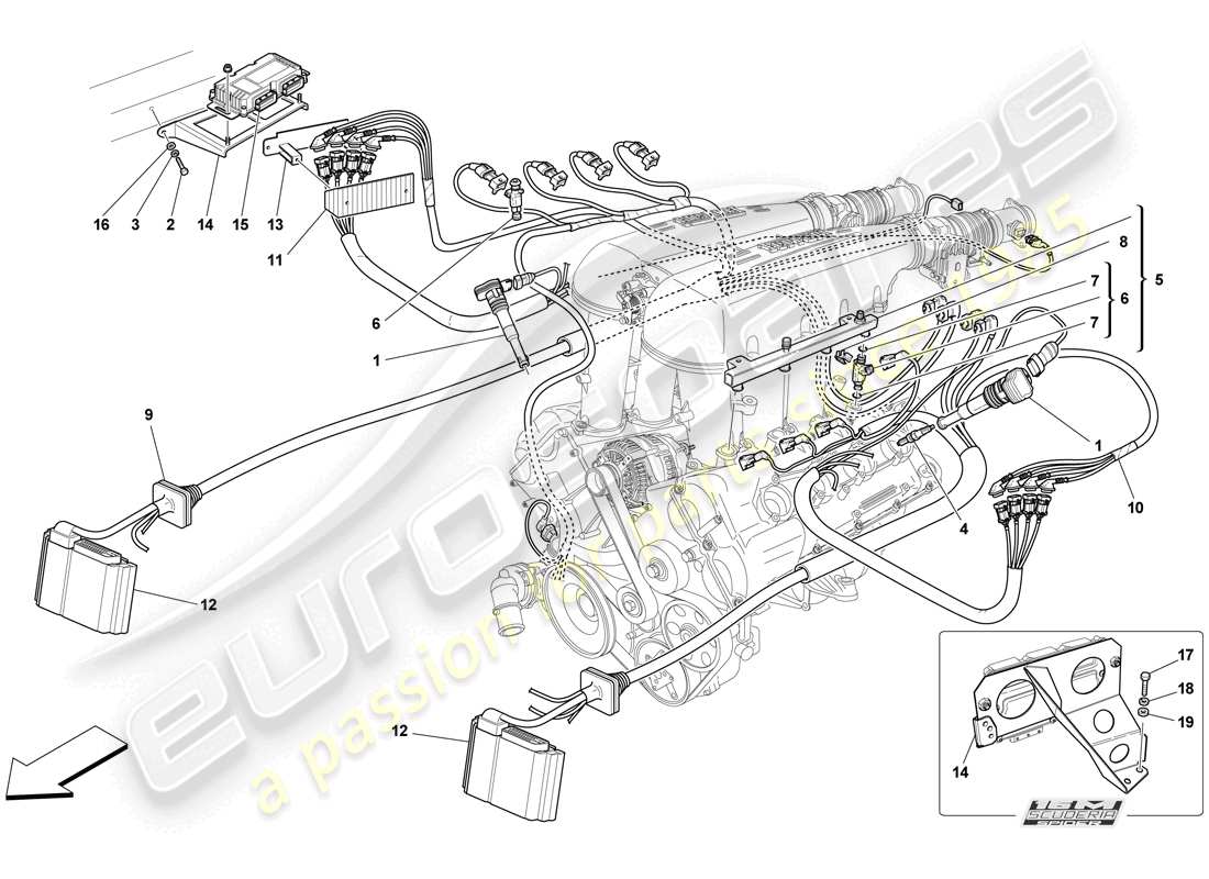 ferrari f430 scuderia (europe) inyección - sistema de encendido diagrama de piezas