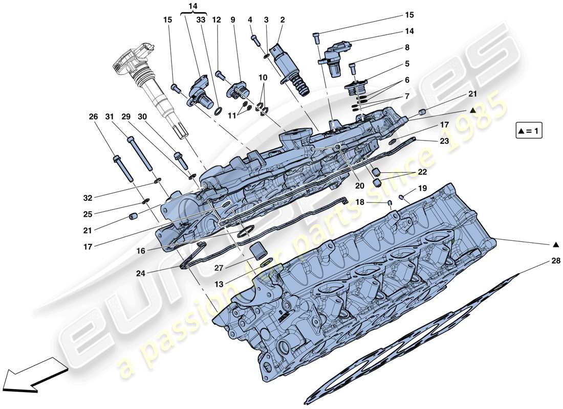 ferrari gtc4 lusso t (rhd) culata del lado derecho diagrama de piezas