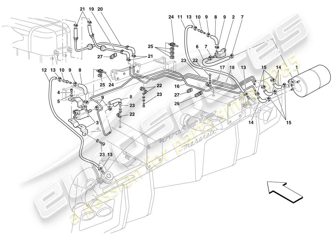 maserati mc12 sistema de actuador neumático diagrama de piezas