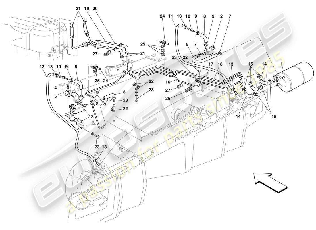 maserati mc12 diagrama de piezas del sistema de actuador neumático