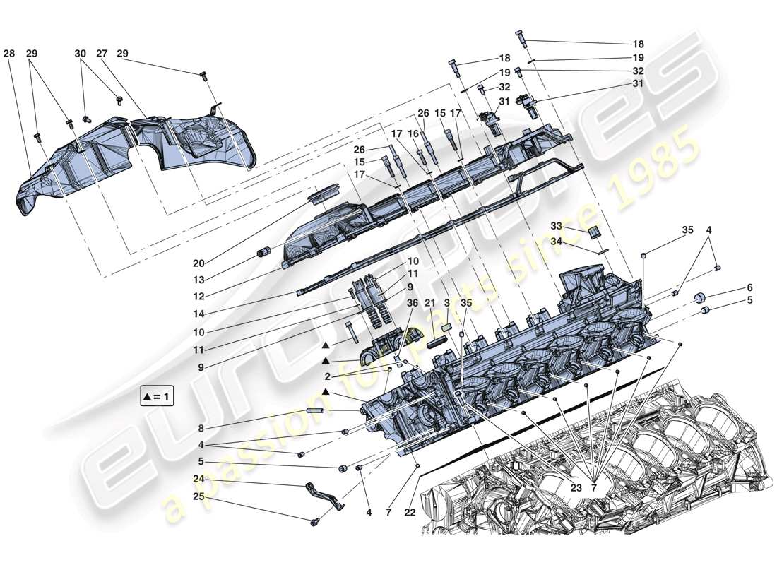 ferrari laferrari aperta (europe) diagrama de piezas de la culata del lado derecho