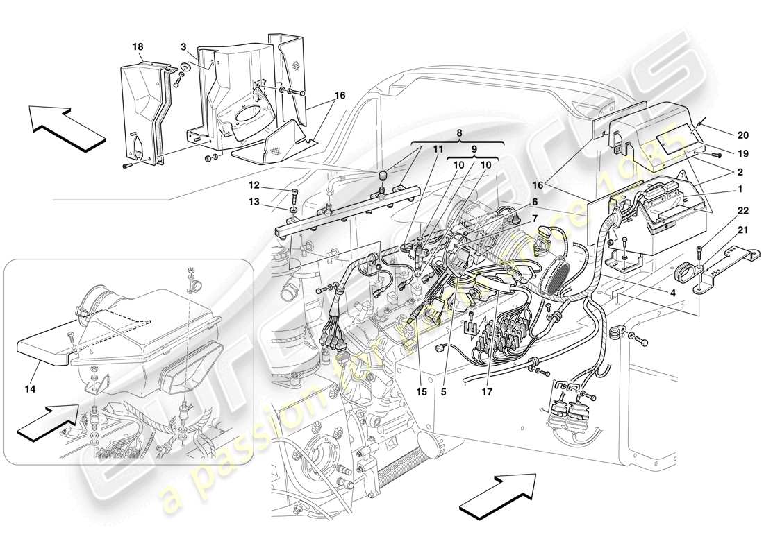 maserati mc12 sistema de inyección - encendido diagrama de piezas