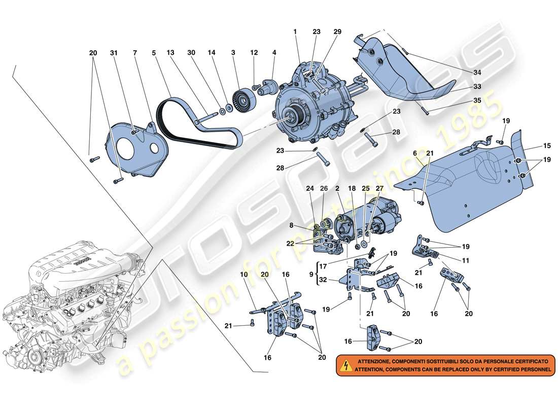 ferrari laferrari aperta (usa) motor de arranque y motor eléctrico 2 diagrama de piezas