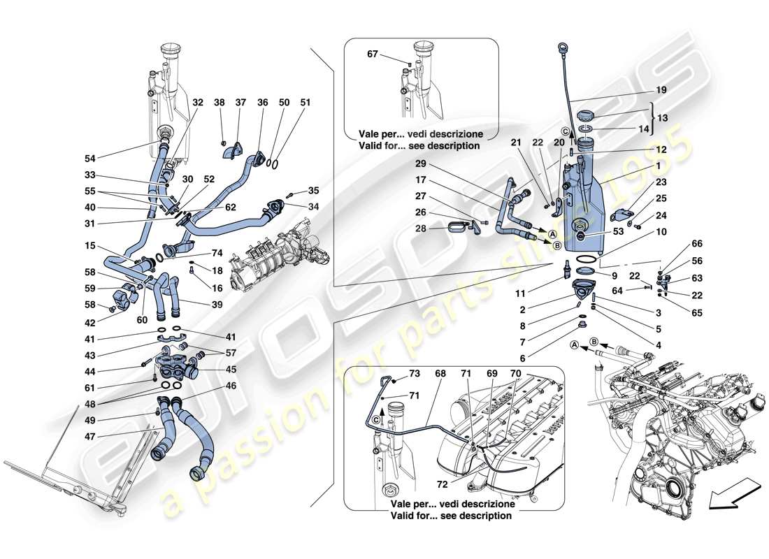 ferrari gtc4 lusso (rhd) sistema de lubricación: diagrama de piezas del tanque