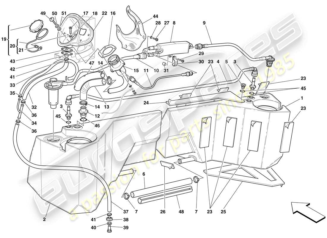 maserati mc12 tanques de combustible y unión diagrama de piezas
