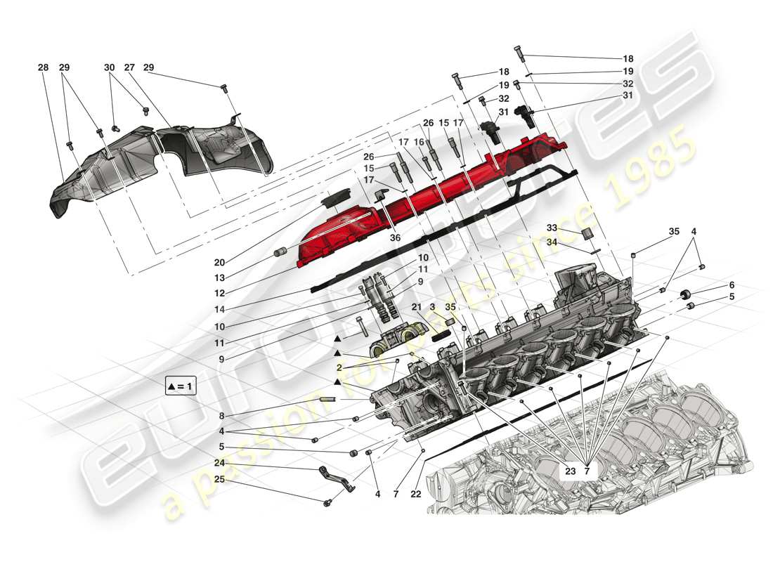 ferrari laferrari (usa) diagrama de piezas de la culata del lado derecho