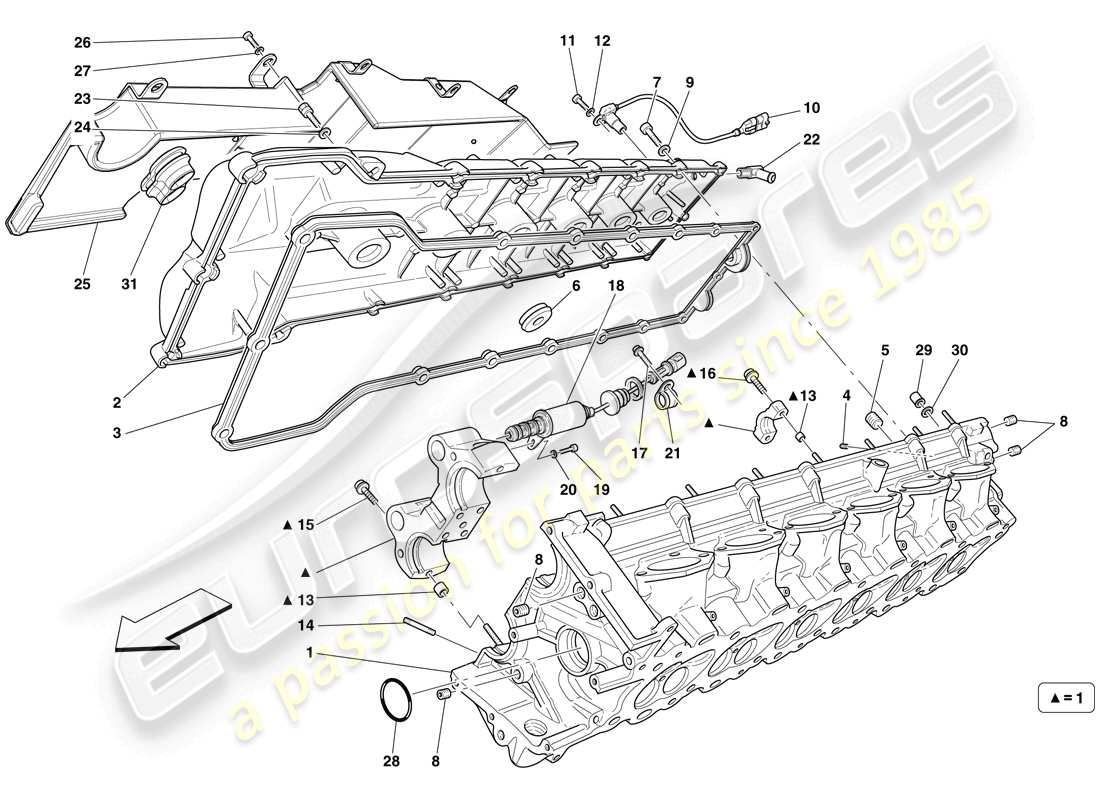 ferrari 599 gto (europe) diagrama de piezas de la culata del lado derecho