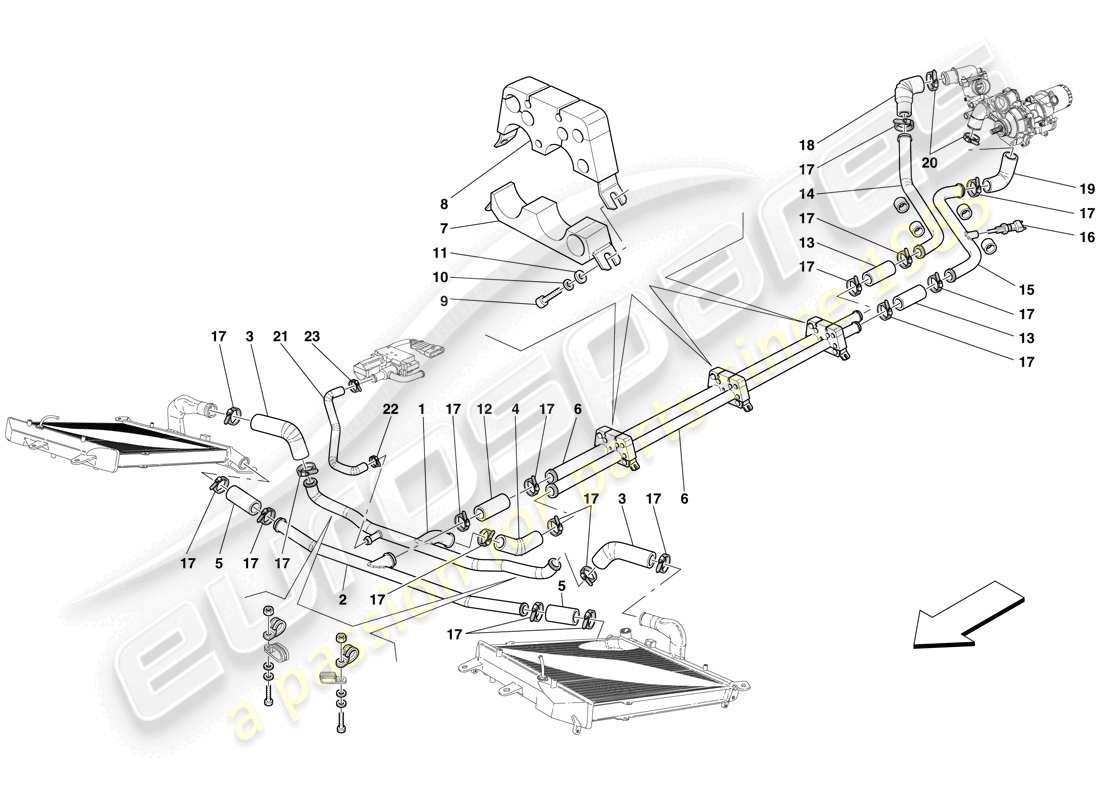 maserati mc12 sistema de refrigeración diagrama de piezas