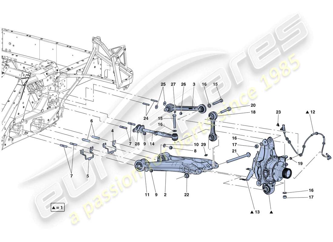 ferrari laferrari aperta (usa) suspensión trasera - brazos diagrama de piezas