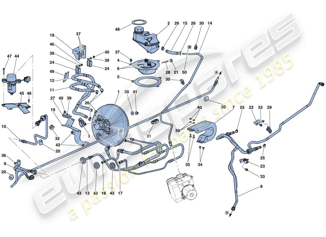 ferrari laferrari aperta (usa) controles de freno hidráulicos y sistema de freno servo diagrama de piezas