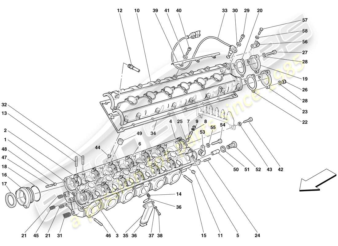 ferrari 612 scaglietti (rhd) diagrama de piezas de la culata del mano izquierdo