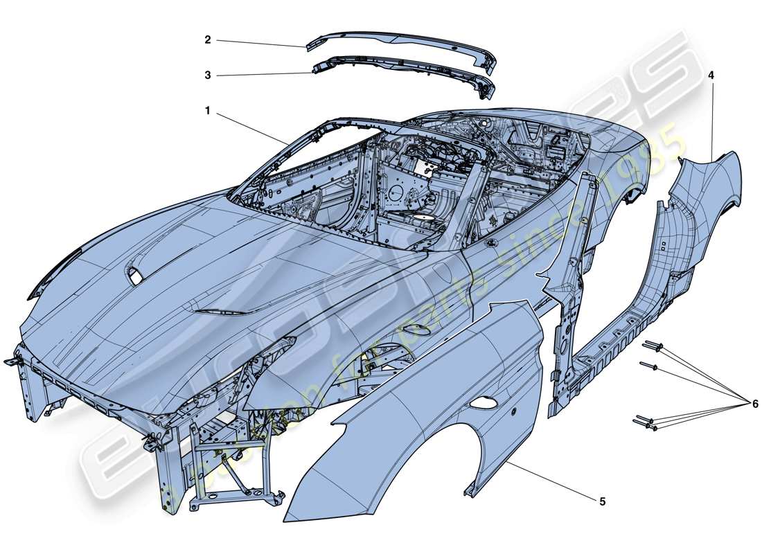 ferrari california t (europe) carroceria - acabado externo diagrama de piezas