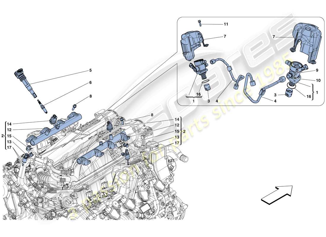 ferrari california t (europe) inyección - sistema de encendido diagrama de piezas