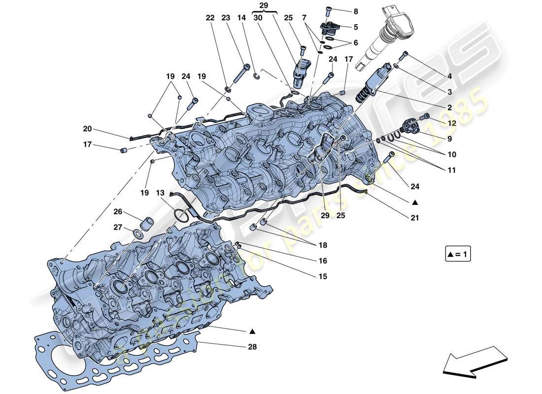 ferrari gtc4 lusso t (rhd) left hand cylinder head diagrama de piezas