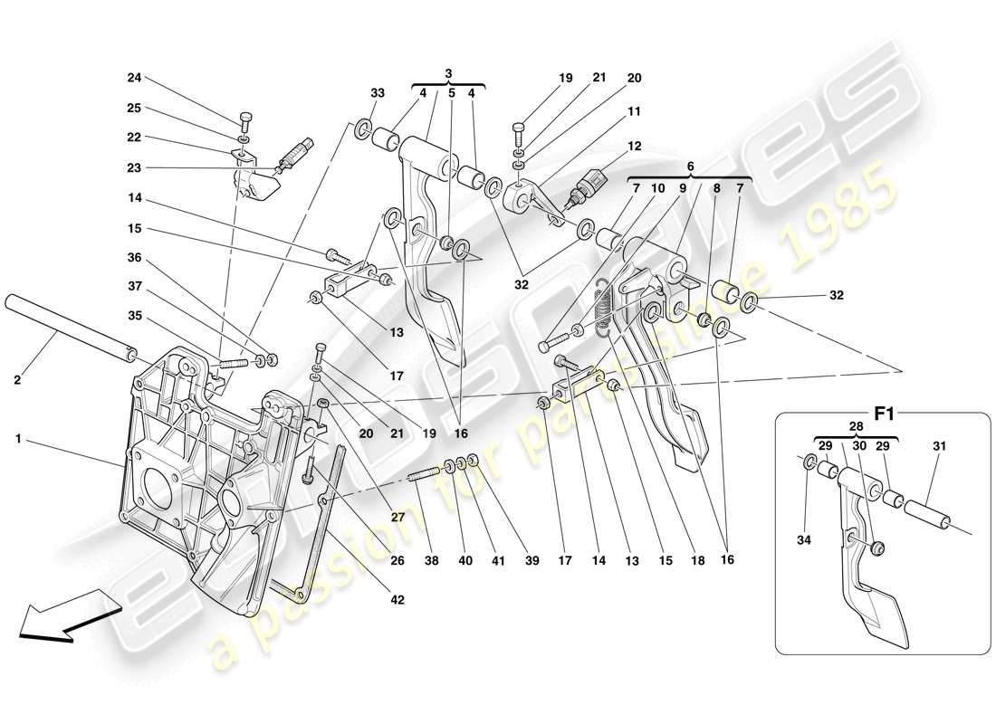 ferrari f430 spider (usa) pedalera diagrama de piezas