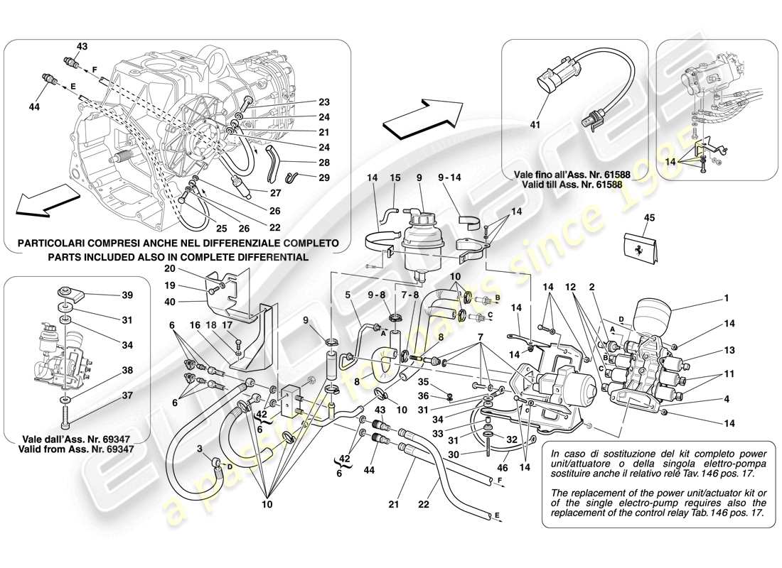 ferrari f430 spider (usa) power unit and tank diagrama de piezas
