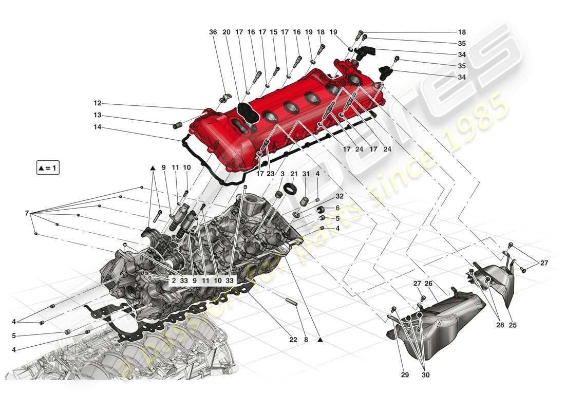 ferrari laferrari (europe) left hand cylinder head diagrama de piezas