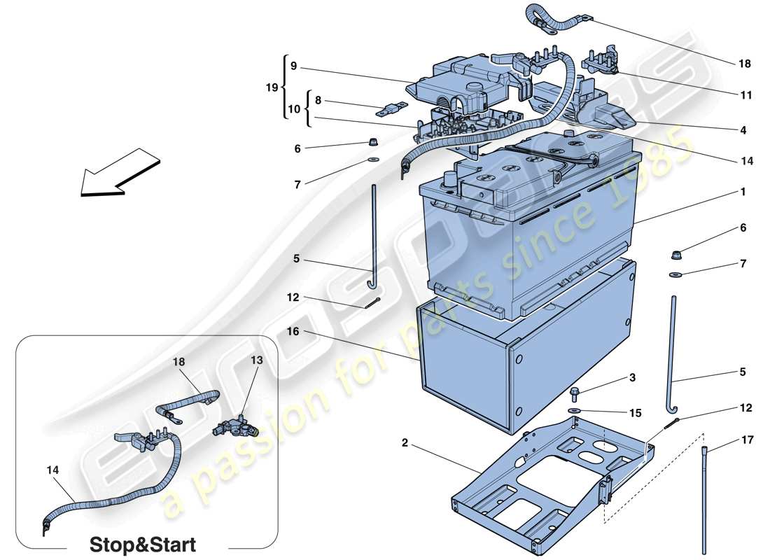 ferrari f12 berlinetta (rhd) batería diagrama de piezas