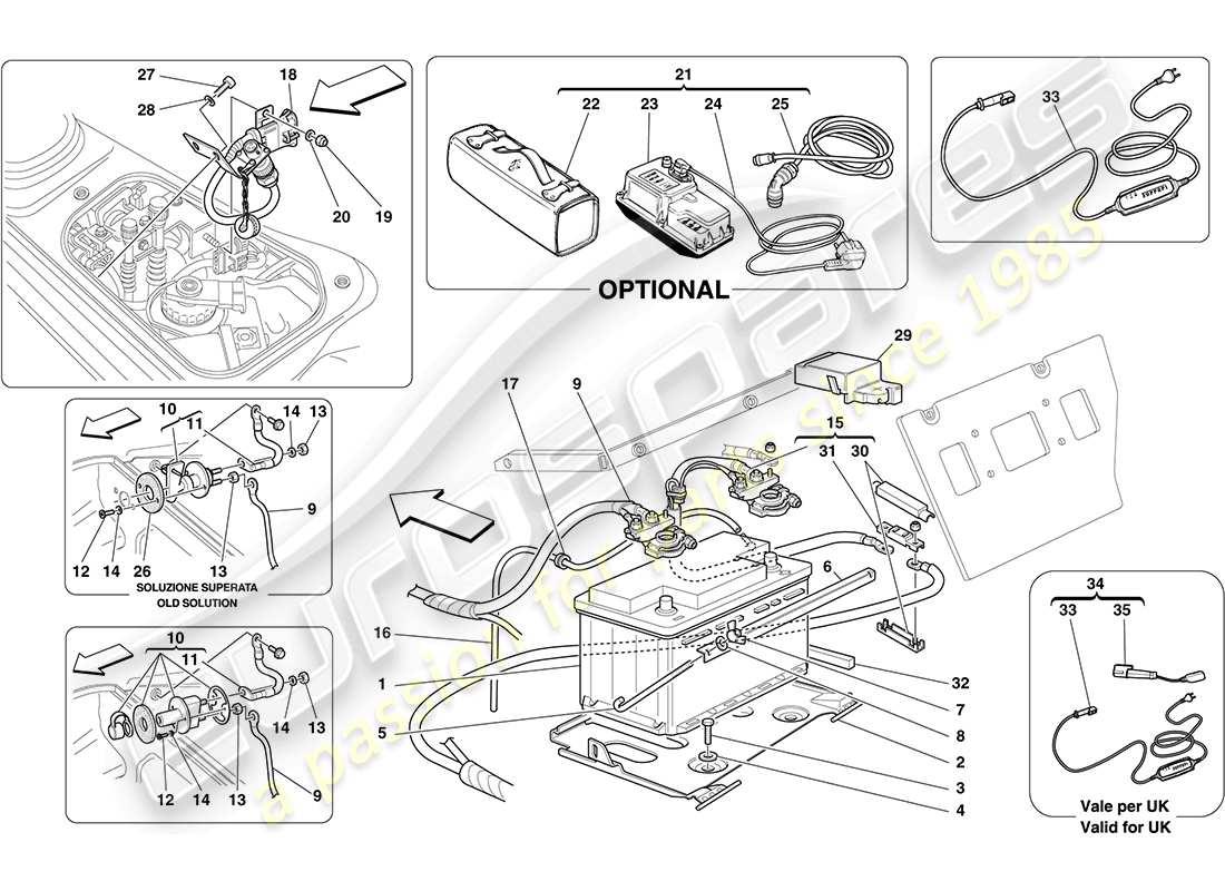 ferrari f430 coupe (europe) batería diagrama de piezas