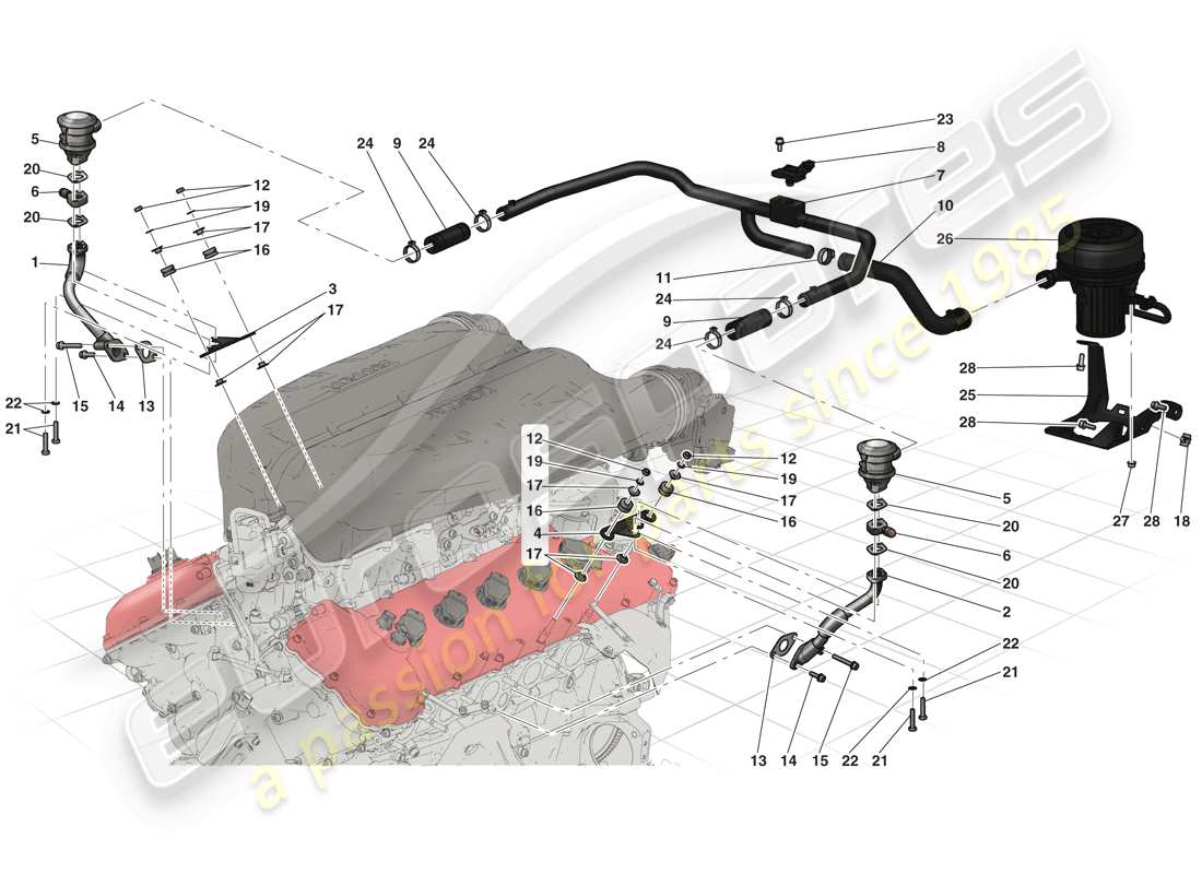 ferrari laferrari (europe) diagrama de piezas del sistema de aire secundario