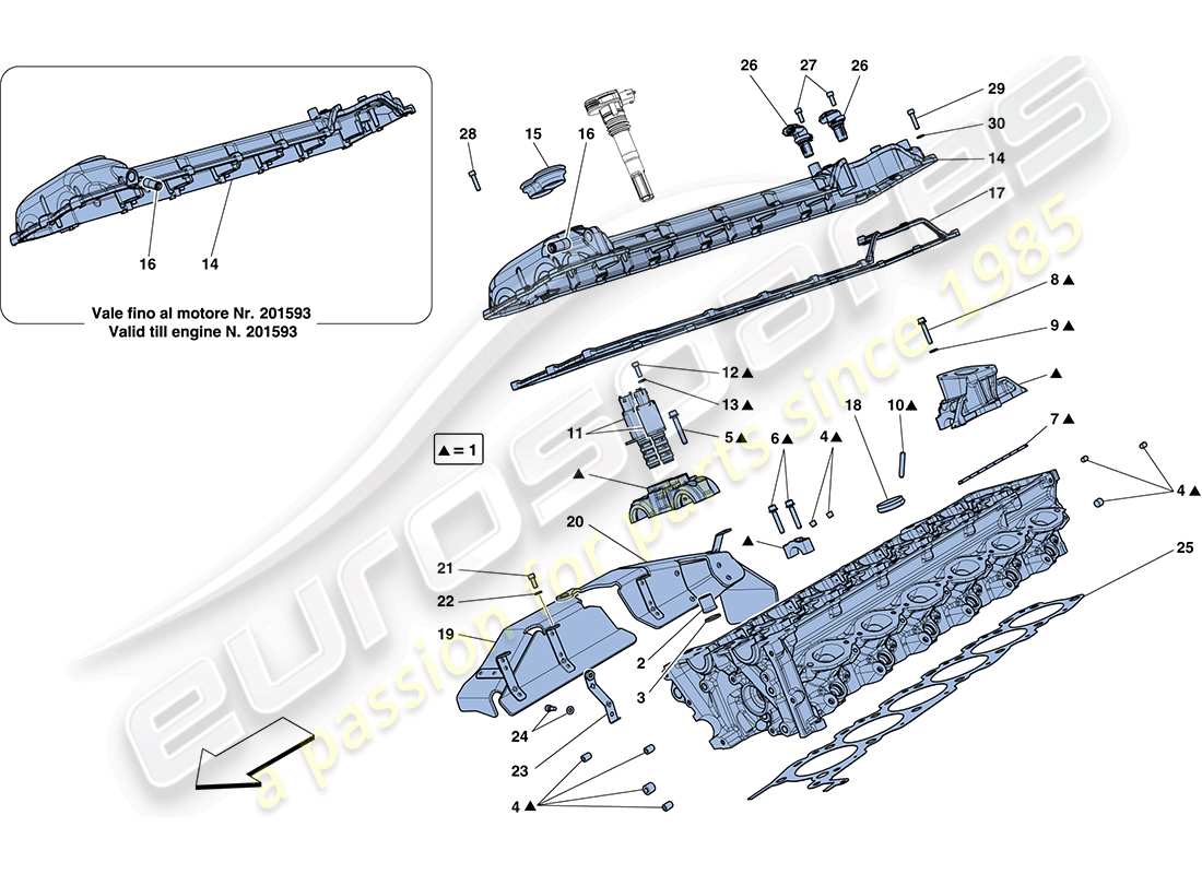 ferrari ff (rhd) diagrama de piezas de la culata del lado derecho