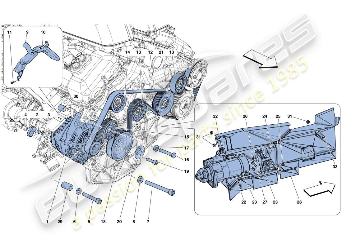 ferrari gtc4 lusso (rhd) alternador - motor de arranque diagrama de piezas