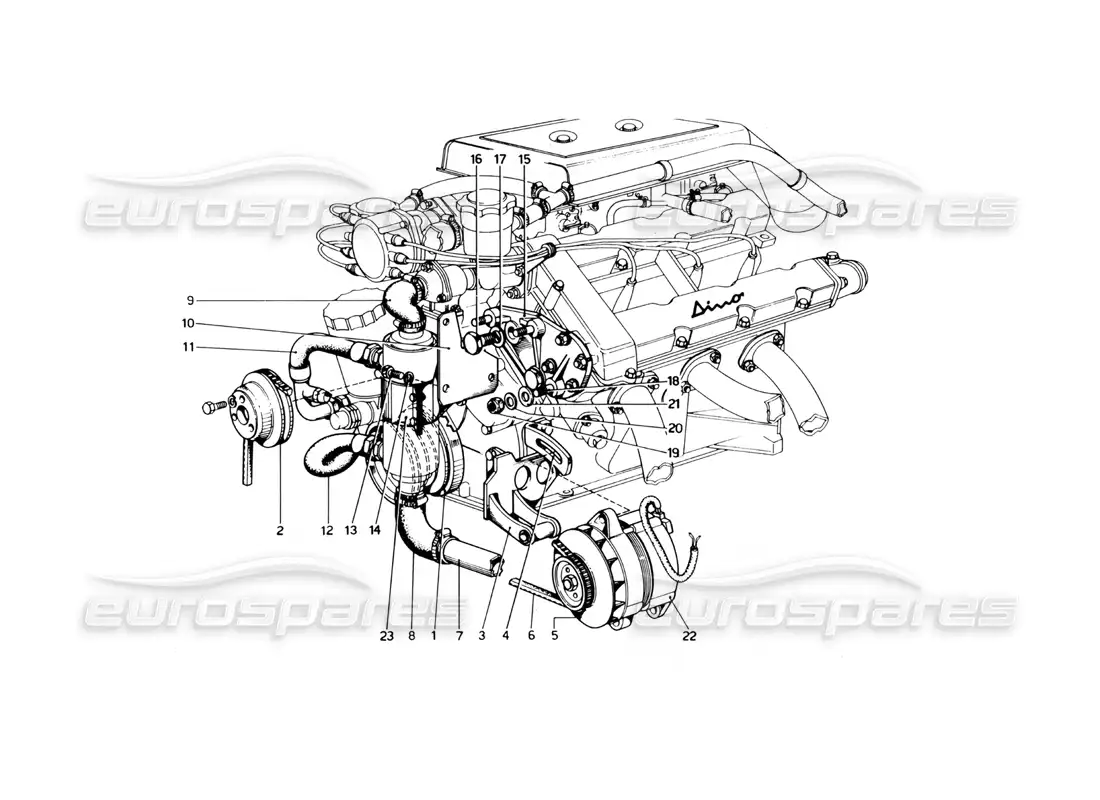 ferrari 246 dino (1975) aire acondicionado y otras piezas diagrama de piezas