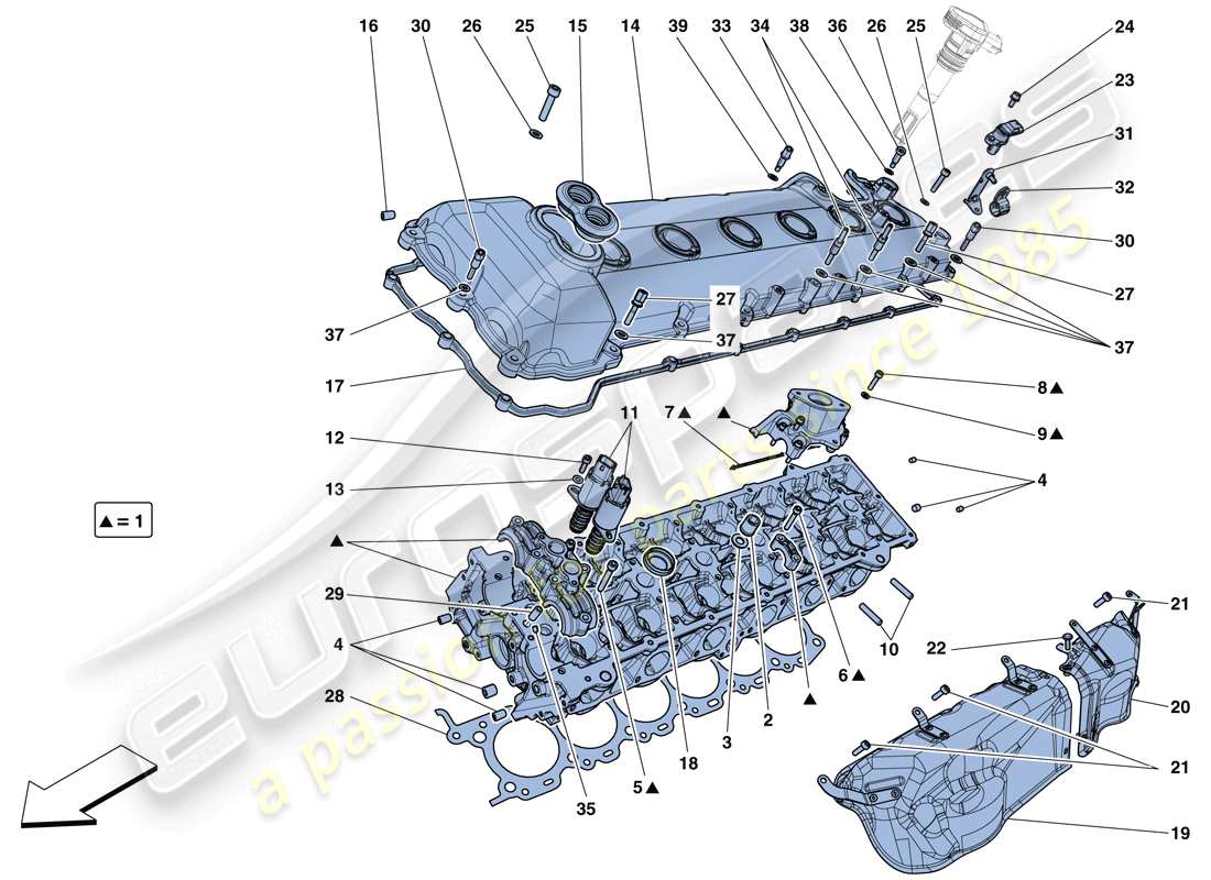 ferrari 812 superfast (usa) left hand cylinder head diagrama de piezas