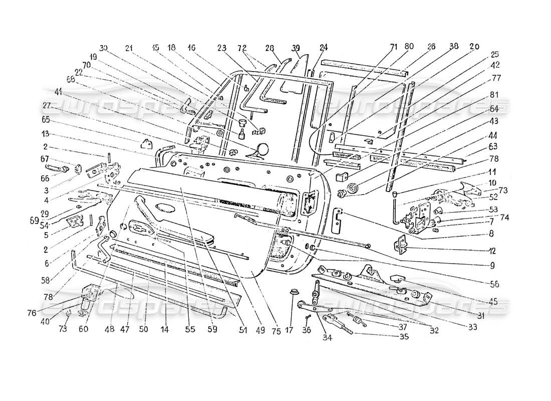 ferrari 365 gt 2+2 (coachwork) diagrama de piezas de puertas y molduras