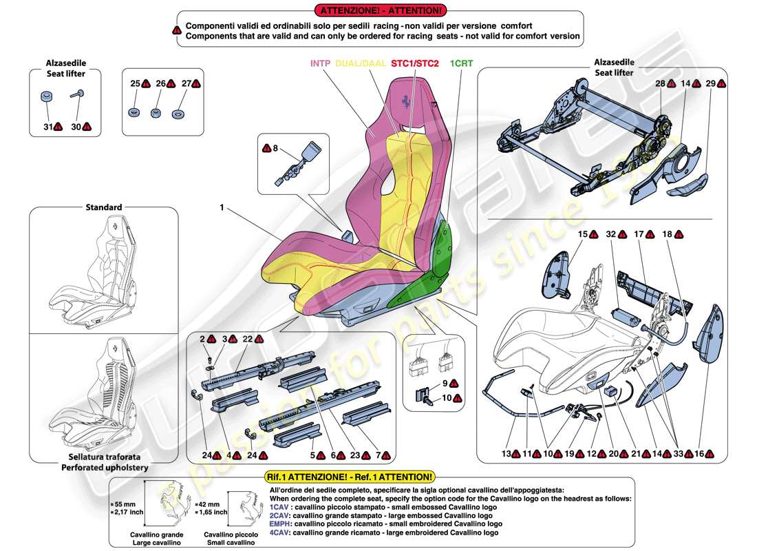 ferrari f12 berlinetta (rhd) asiento de carreras diagrama de piezas