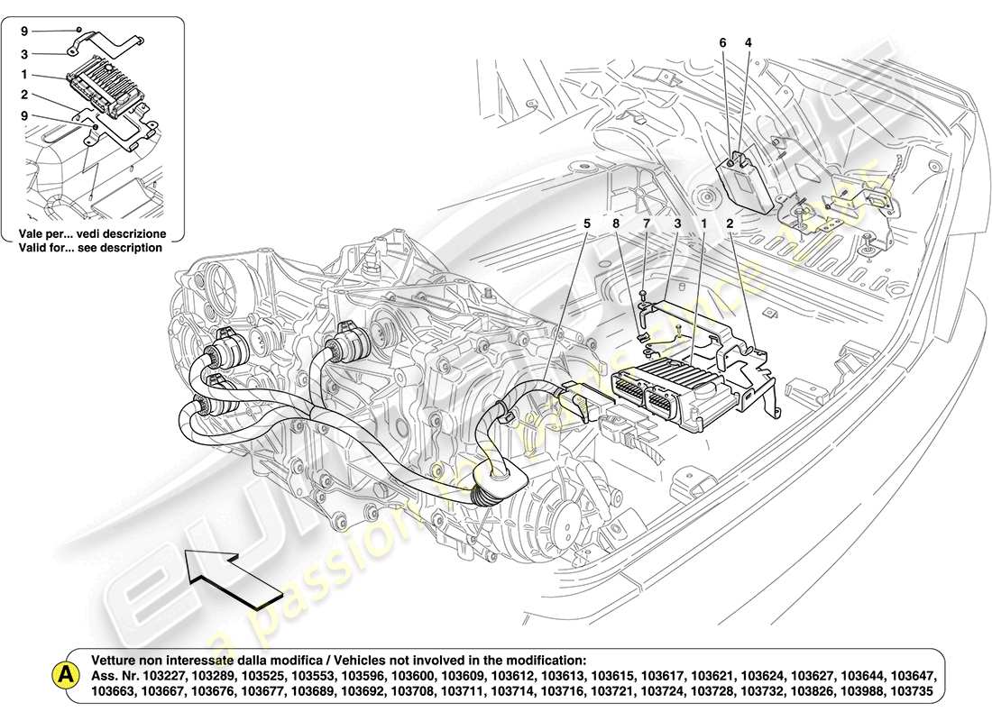 ferrari california (europe) ecu del maletero diagrama de piezas