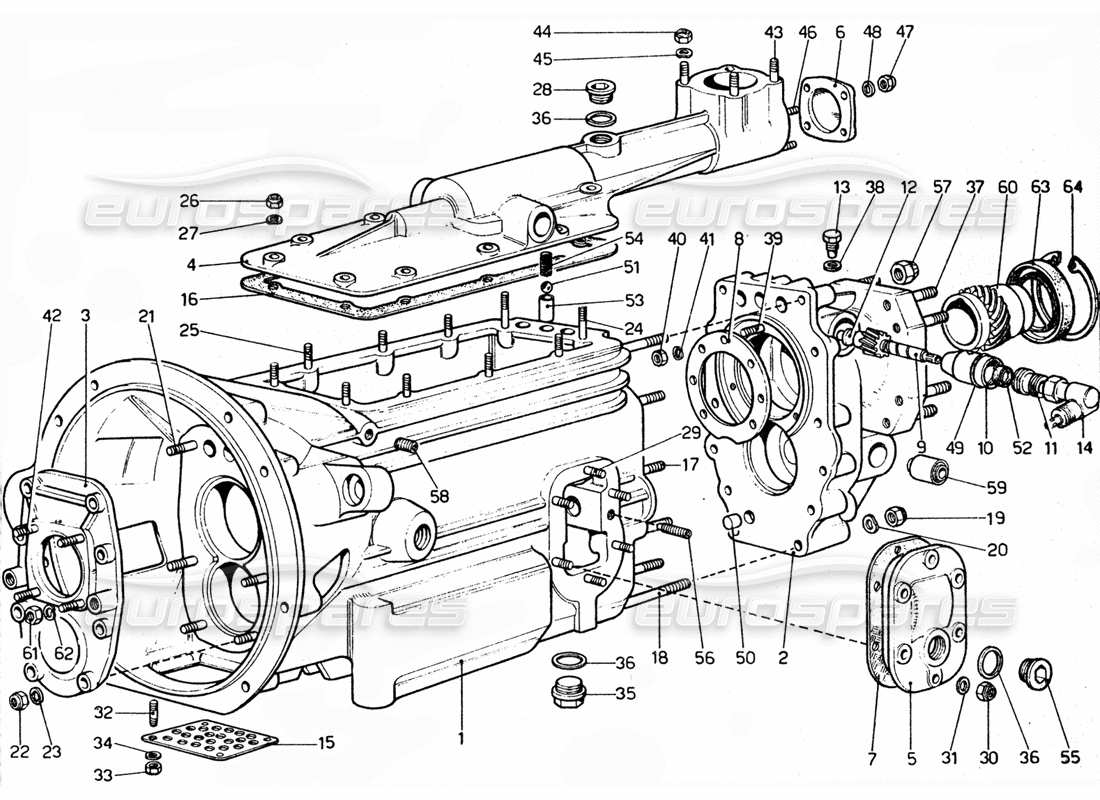 ferrari 365 gtc4 (mechanical) carcasa de caja de cambios - revisión diagrama de piezas