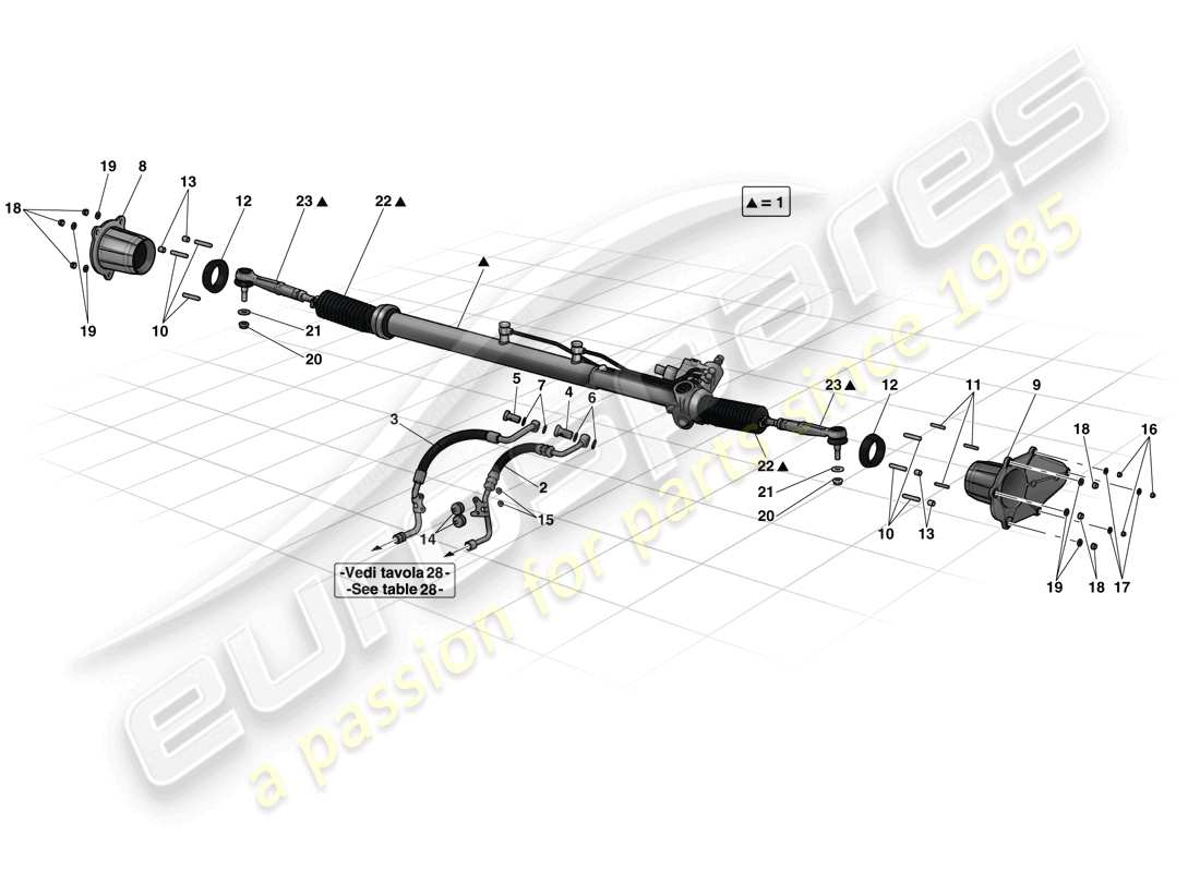 ferrari laferrari (europe) caja de dirección asistida hidráulica diagrama de piezas