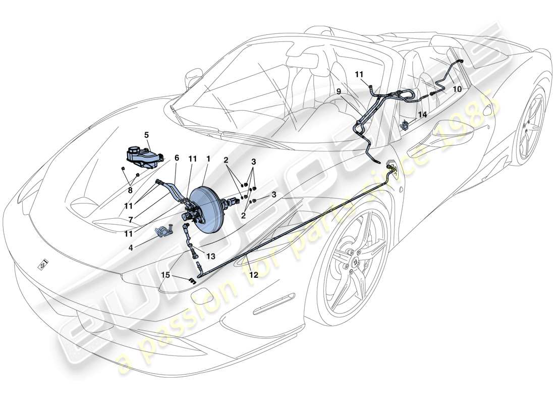 ferrari 458 speciale aperta (rhd) diagrama de piezas del sistema de servofreno