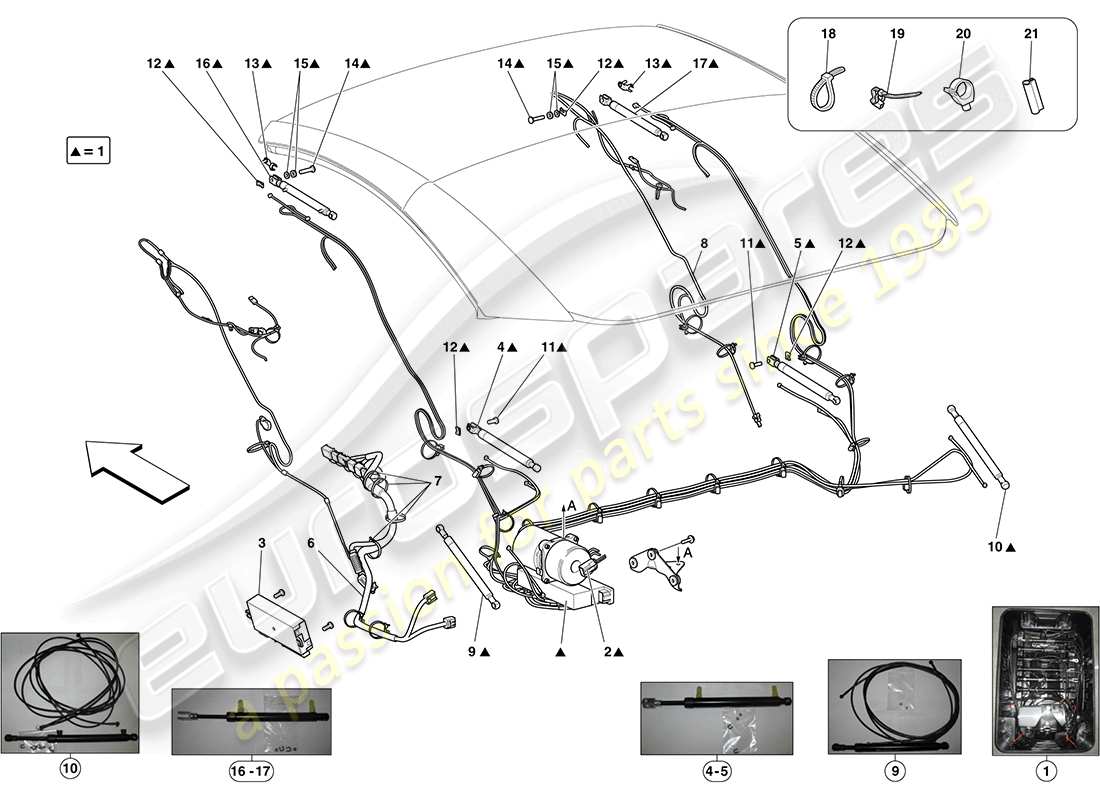 ferrari california (europe) techo eléctrico: hidráulico diagrama de piezas