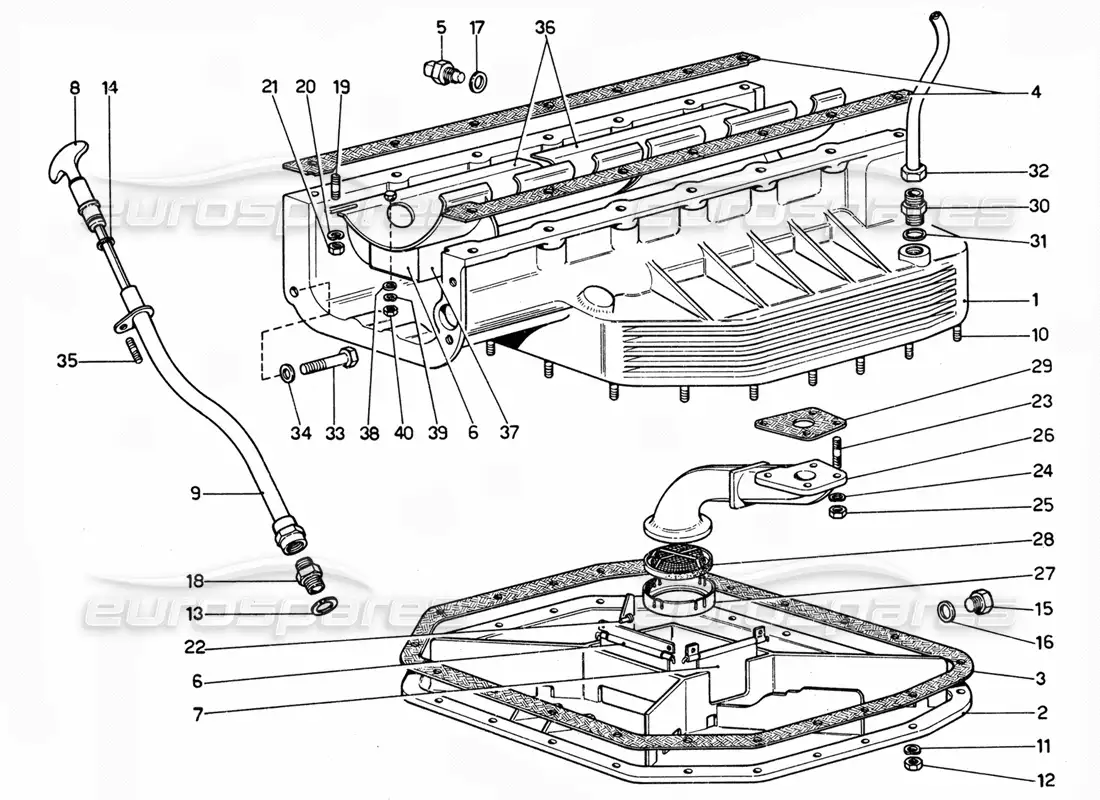 ferrari 365 gtc4 (mechanical) bandeja colectora - recogida de aceite diagrama de piezas