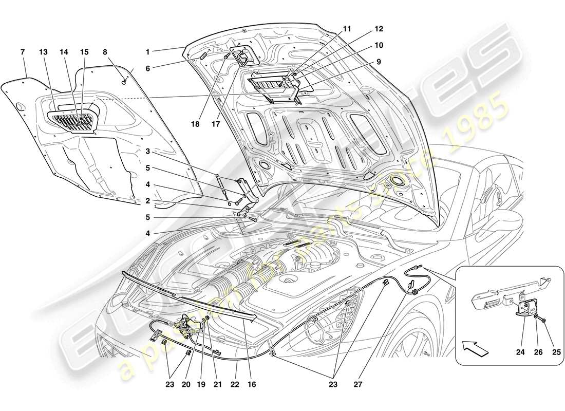 ferrari california (europe) tapa delantera diagrama de piezas