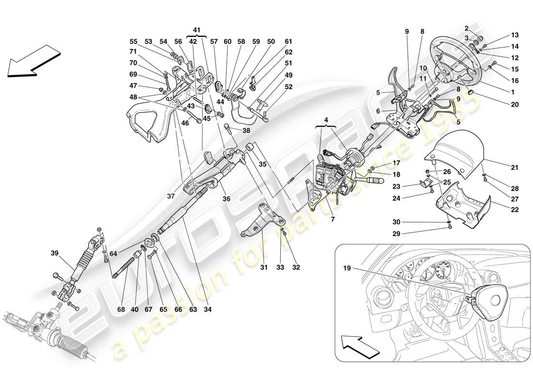 maserati mc12 columna de dirección diagrama de piezas