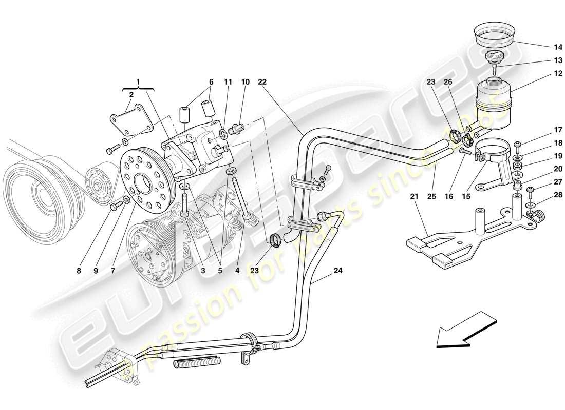 maserati mc12 hydraulic steering pump and tank diagrama de piezas