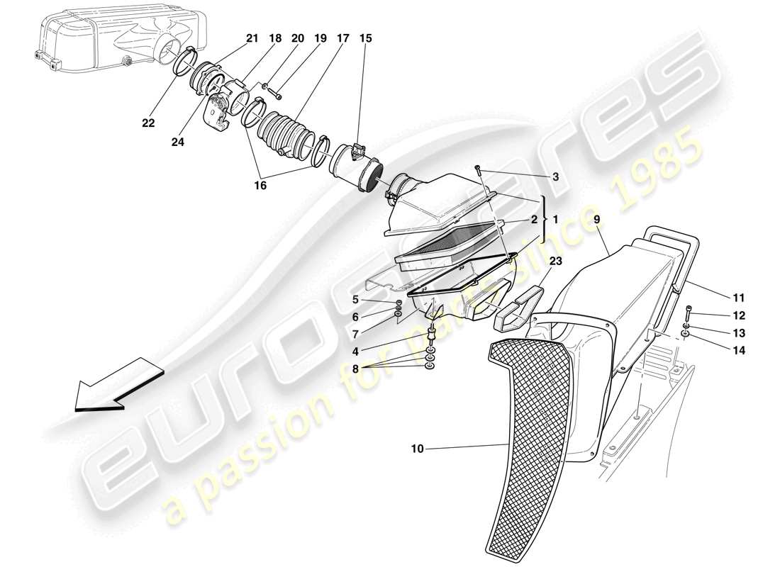 maserati mc12 toma de aire y cuerpos de aceleración diagrama de piezas