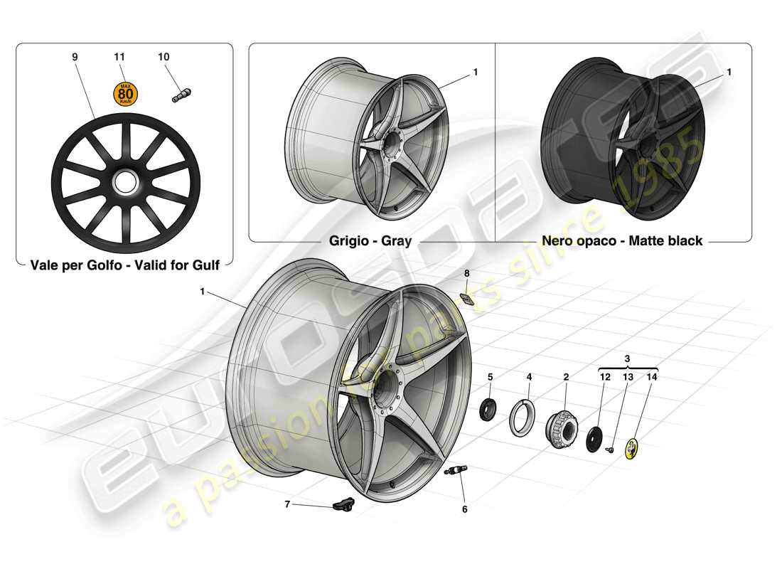 ferrari laferrari (usa) ruedas diagrama de piezas